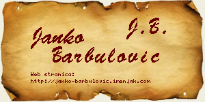 Janko Barbulović vizit kartica